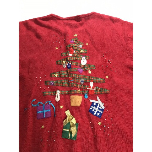 Designers Studio Originals Christmas Cardigan Sweater 2X Embroidered - Picture 7 of 7